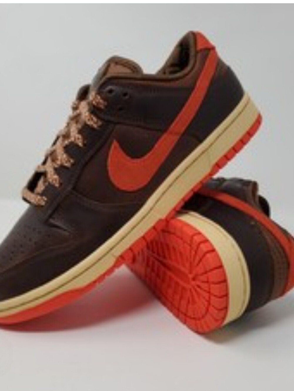 Nike Brown with Orange Swoosh Low-Top Sneakers